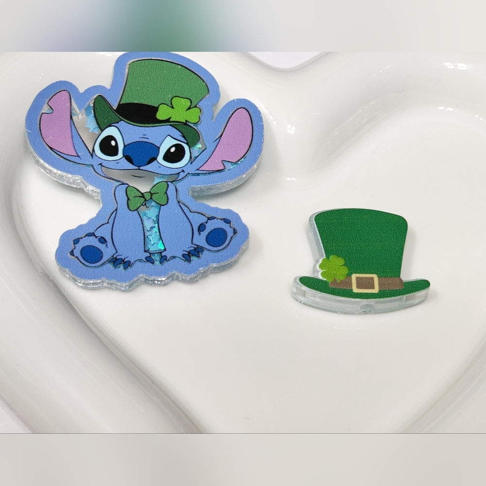St Patricks Day Flatback Shaker Focal Bead St Blue‎ Alien Badge Keychain Pen